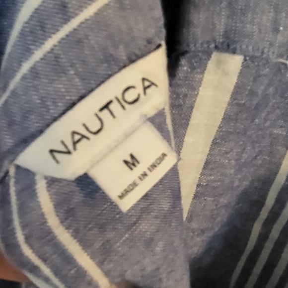 Nautica Linen Blend Bib Elastic Back Stripe Jumpsuit - Picture 10 of 10